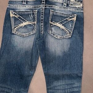 Silver Distressed Blue Jeans